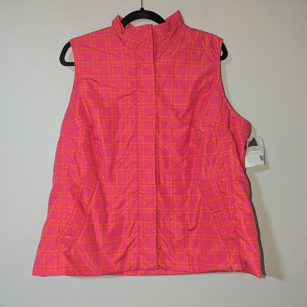 1X NWT Liz Claiborne Pink Spade Print Vest